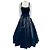 Autre Marque Abito Mac Duggal blu navy in raso e tulle mesh decorato