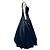 Autre Marque Abito Mac Duggal blu navy in raso e tulle mesh decorato - vista 2
