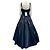 Autre Marque Abito Mac Duggal blu navy in raso e tulle mesh decorato - vista 3