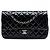 Borsa a tracolla Chanel Medium Classic Double Flap in vernice nera Nero