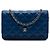 Borsa a tracolla Chanel CC matelassé in pelle d'agnello blu Wallet On Chain