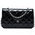 Wallet On Chain Borsa a tracolla Chanel CC in vernice matelassé nera con portafoglio e catena Nero