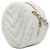 Clutch rotonda Chanel CC Chevron in shearling bianco con catena e tracolla - vista 2