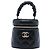 Black Chanel Mini Quilted Lambskin Vanity Case mit gerafftem Griff Schwarz