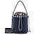 Borsa a secchiello Chanel Medium CC in vitello e tweed blu con coulisse - vista 6