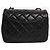 Chanel Klassische Single Flap Mini-Tasche aus schwarzem Lammleder mit Diamantsteppung - Ansicht 3