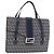 FENDI Zucchino Canvas Mamma Baguette Hand Bag Navy Silver
