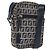 FENDI Zucchino Canvas Shoulder Bag Navy Silver