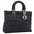 Christian Dior Lady Dior Canage Hand Bag Lamb Skin Black Silver