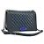 CHANEL Matelasse Boy Chanel Chain Bag Patent Leather Blue Silver CC