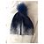 Autre Marque Berretto in lana blu navy con pompon Metallico - vista 5