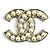 Chanel B25V Coco Mark Brosche mit Kunstperlen Weiß Golden
