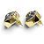 Orecchini quadrati Chanel L22 Metal Coco Mark Marrone D'oro - vista 2
