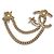 Spilla Chanel in metallo dorato Coco Mark Star con catena e strass D'oro - vista 2