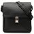Bolsa Messenger Prada em couro Saffiano preto com fivela