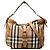 Burberry Beige Medium House Check Canvas Ashwood Hobo