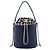 Borsa secchiello Chanel Blue Medium CC in vitello e tweed con coulisse Blu navy