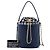 Borsa secchiello Chanel Blue Medium CC in vitello e tweed con coulisse Blu navy - vista 6