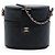 Clutch Vanity redonda Chanel em pele de cordeiro acolchoada preta com corrente CC Preto