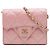 Chanel Pink CC gesteppter Iridescent Caviar Kartenhalter mit Kette