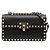 Valentino Bolsa Tiracolo Rockstud em couro preto, pequena, com fecho e corrente