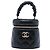 Chanel Mini Vanity Case aus schwarzem gestepptem Lammleder mit gerafftem Griff