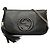 Gucci Soho Chain Flap Crossbody in pelle di vitello nera Medium Nero