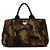 Prada Große Tote aus Canapa Camouflage Stampata Canvas Braun Khaki