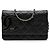 Chanel Portafoglio con catena Cambon Ligne in pelle d'agnello matelassé nera Nero