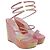 Rene Caovilla Sandali compensati René Caovilla Cleo Tropical Wrap in paillettes rosa - vista 3