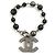 Bracciale con charm Chanel in nero e gunmetal Metallico