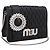 Borsa a tracolla Miu Miu Matelassé con catena in pelle nera argento Auth 202224A Nero