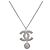 Collana CHANEL Strass metallo Silver CC Auth 199879M Argento
