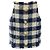 Balmain Minirock mit hoher Taille in Creme / Marineblau Gingham mit Goldknöpfen
