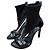 Stivaletti Louis Vuitton in pelle nera e tessuto peep-toe Nero