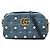 Borsa a tracolla in denim blu Gucci Small GG Marmont con perle