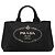 Borsa Tote Satchel Prada in tela Canapa con logo nera Nero