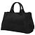 Borsa Tote Satchel Prada in tela Canapa con logo nera Nero - vista 2