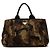Borsa Tote Prada Large in tela Canapa camouflage stampata marrone