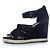 Balenciaga, sandalo wedge in camoscio nero - vista 2