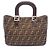 Borsa Tote Fendi Zucca Marrone e Nera Pelle e Tela Nero