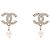 Orecchini a lobo Chanel Coco Mark Bianco D'oro