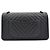 Chanel So Black Borsa a Tracolla Doppia Patta Pelle Chevron Nero - vista 6