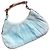 Yves Saint Laurent Borsa YSL Mombasa plissettata in camoscio blu cielo