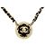 Chanel B25A Leder Coco Mark Camellia Halskette Schwarz Golden