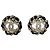Chanel Coco Mark Lederketten-Ohrringe mit Strass Schwarz Golden