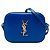 Borsa Camera Classic Monogram Small in pelle Grain De Poudre blu Saint Laurent