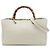 Bamboo Bolsa Gucci Shopper em couro de bezerro branco tamanho Medium com alça de bambu Cru
