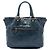 Tote convertible Prada Blue Vitello Shine con tasca frontale Blu navy