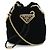 Pouch in velluto Prada con logo triangolare Nero